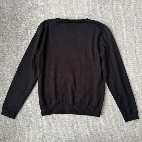 Juicy Couture Sweater Womens Medium Black Crewneck Pullover Logo Spell Out Knit - Picture 7 of 7